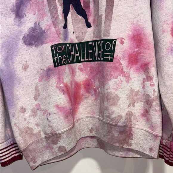 Pink and Purple Tie-Dye Sweatshirt with Ribbed Crew Neck - Picture 3 of 7